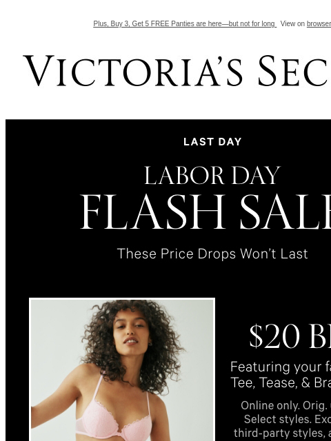 Plus, Buy 3, Get 5 FREE Panties are here—but not for long View on browser Victoria's Secret VSCC Available Credit Introduction Shop Now Shop Now Shop Now Display images to show real-time content