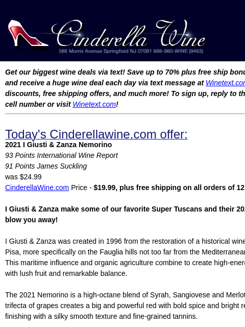 winelibrary newsletter: 2021 I Giusti & Zanza Nemorino (93 IWR, 91 JS) Fre...