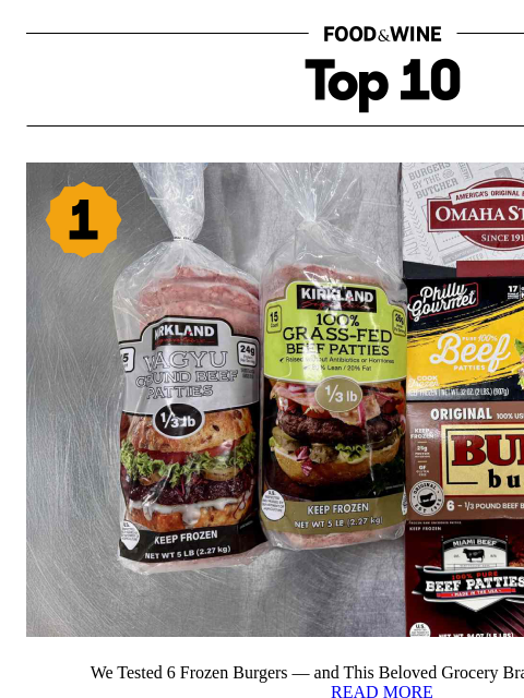 foodandwine newsletter: The No. 1 Frozen Burger Comes From a Beloved Groce...