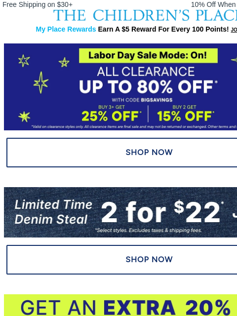 childrensplace newsletter: **LIMITED TIME** up to 80% off ALL CLEARANCE!