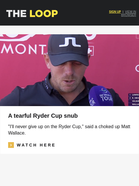 golfdigest newsletter: A tearful Ryder Cup snub, Rao's comes to Bethpage ...