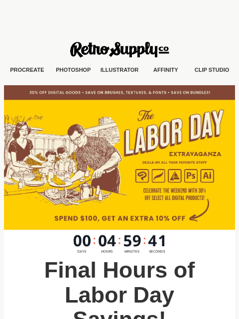 retrosupply newsletter: Ends tonight: 30–40% off everything