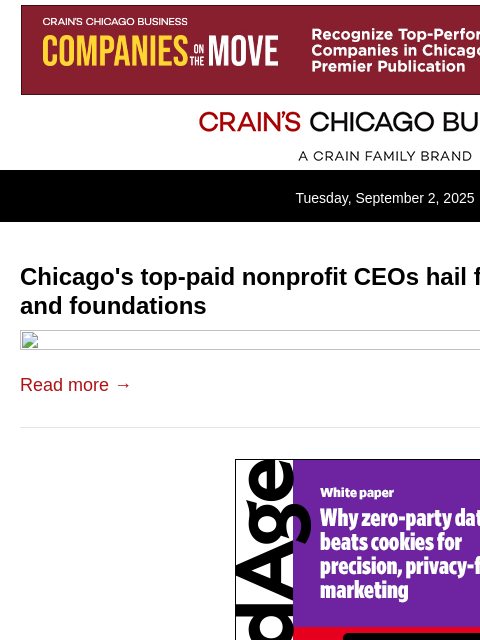 crainalerts newsletter: Highest-paid nonprofit leaders