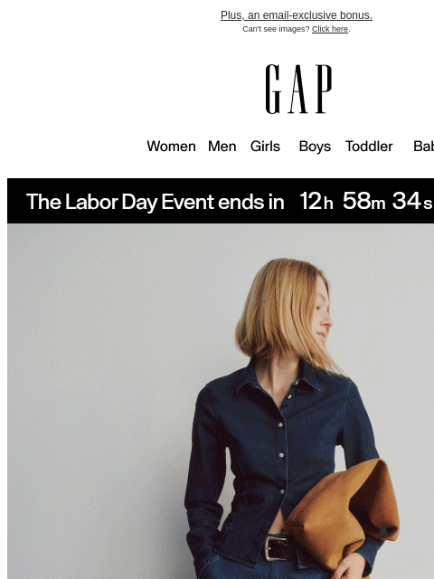 gap newsletter: You have up to 60% off until midnight >>
