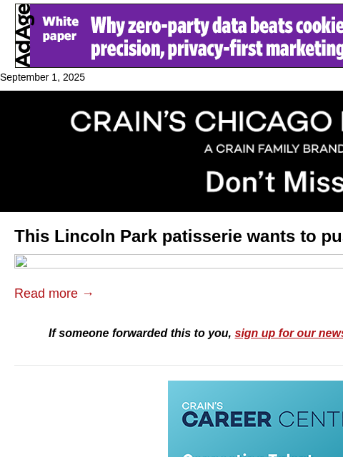crainalerts newsletter: Lincoln Park patisserie wants to push palates