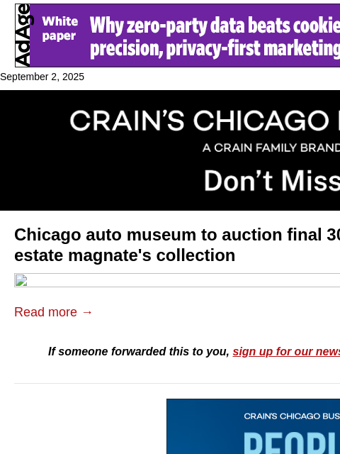 crainalerts newsletter: Real estate magnate's car collection heads to auct...