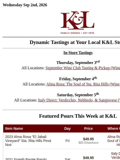 klwines newsletter: Sept. Wine Club Pickup, The Soul of Sta. Rita Hill...