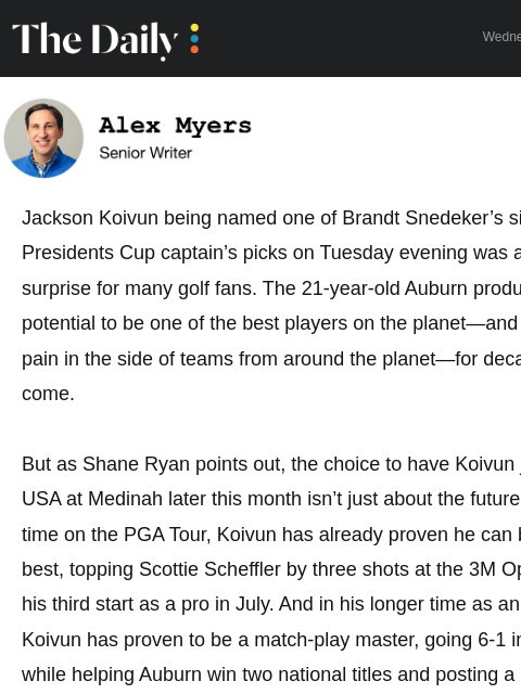golfdigest newsletter: Did the U.S. select the next ‘Captain America’?