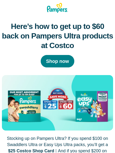 pampers newsletter: Get your $60 Costco Shop Card 💰