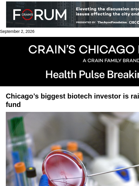crainalerts newsletter: Arch Ventures plans another $3B fund