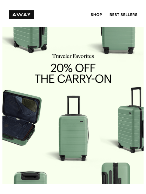 awaytravel newsletter: Our iconic Classic luggage is 20% off