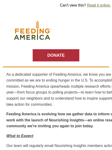 feedingamerica newsletter: Help shape the future of Feeding America