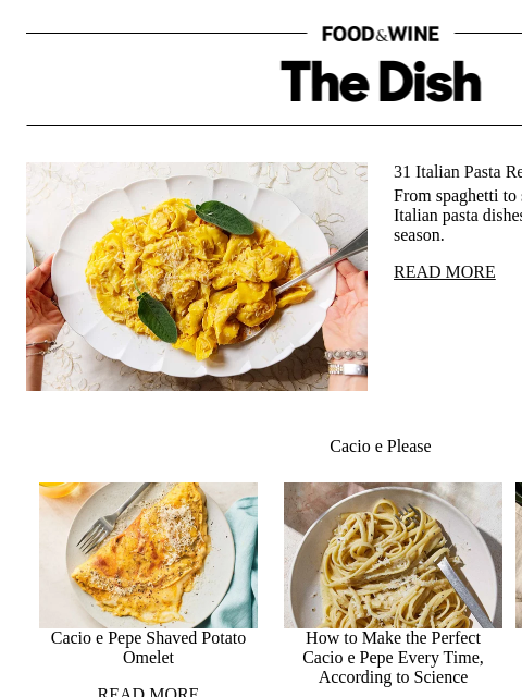 foodandwine newsletter: 31 Italian Pasta Recipes Worth Every Bite