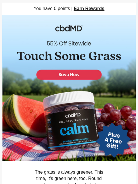 cbdmd newsletter: Take 55% Off, Then Take it Outside