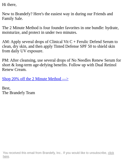 brandefyskin newsletter: 20% OFF: Start with the 2 Minute Method
