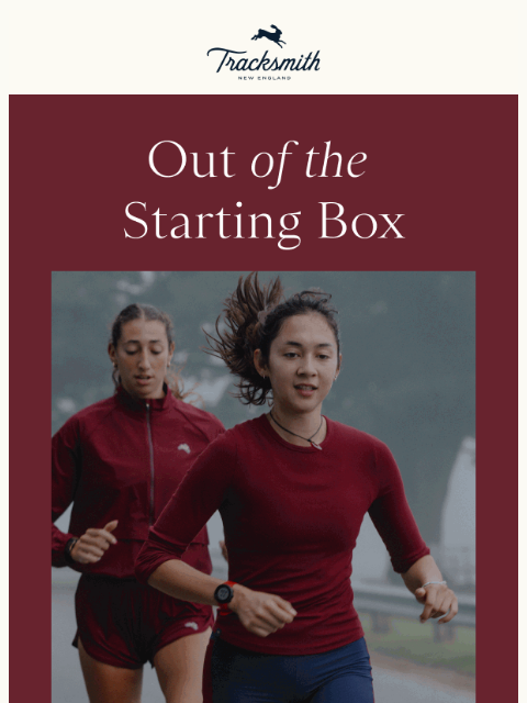 tracksmith newsletter: Out of the Starting Box