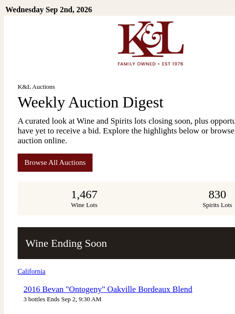 klwines newsletter: New K&L Auction Lots