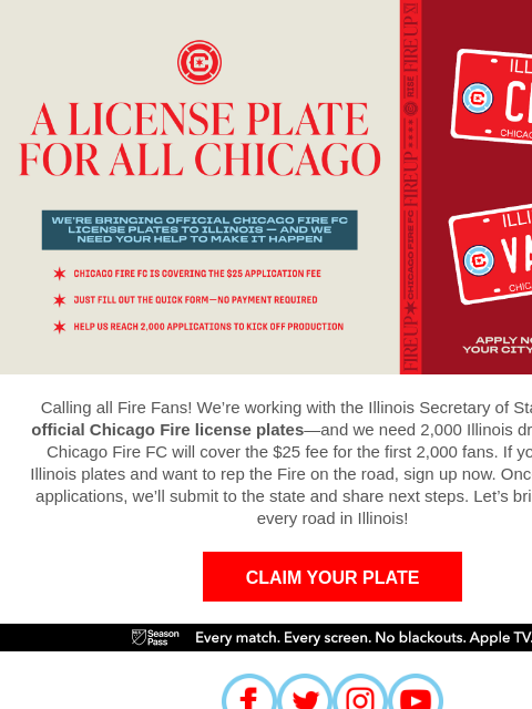 chicagofirefc newsletter: Drive with Official Chicago Fire Plates!