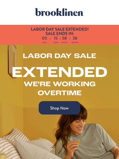 brooklinen newsletter: SURPRISE! Sale Just Got Extended!