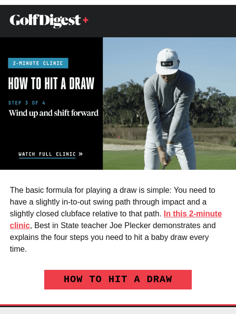 golfdigest newsletter: 4 steps to hit a draw