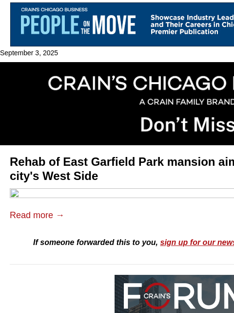 crainalerts newsletter: Ambitious restoration plan for rundown mansion