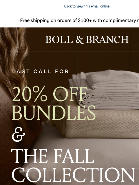bollandbranch newsletter: Last day for 20% OFF 🚨