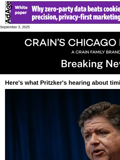 crainalerts newsletter: Here's what Pritzker's hearing about timing of imm...