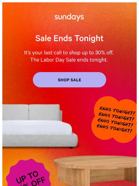 sundays-company newsletter: ✨ ENDS TONIGHT: Up to 30% off