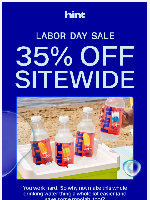 drinkhint newsletter: 35% off for Labor Day 💧