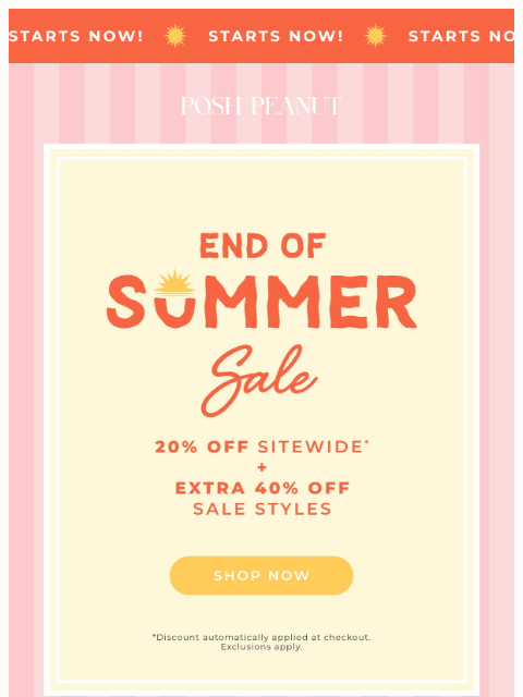 poshpeanut newsletter: ☀️ THE SALE STARTS NOW!