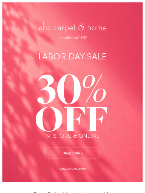 abchome newsletter: Up to 30% Off Furniture!