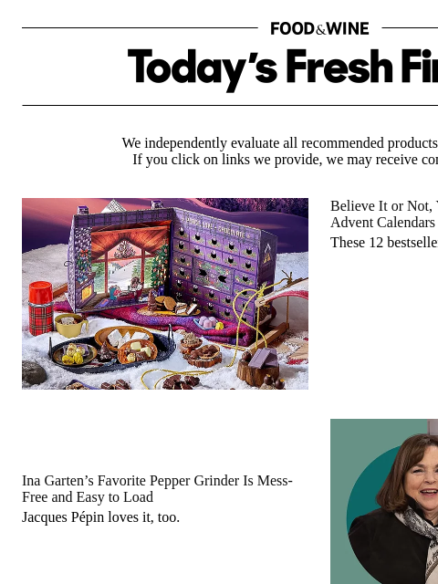 foodandwine newsletter: Shop Ina Garten's Favorite Mess-Free Pepper Grinde...