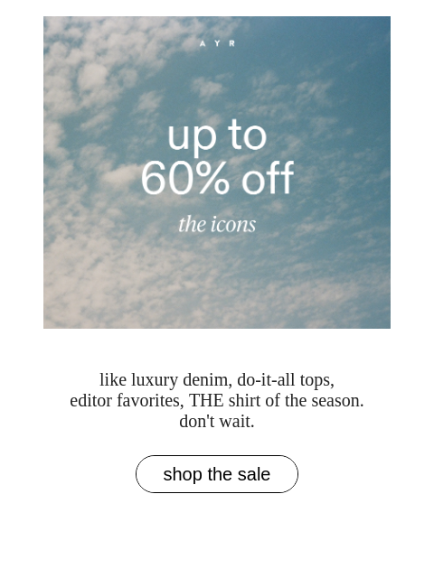 ayr newsletter: *THE* JEAN IS ON SALE