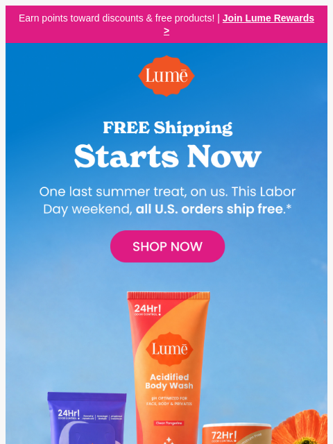 lumedeodorant newsletter: FREE shipping starts now 📦