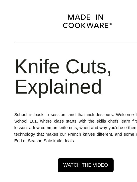 madeincookware newsletter: Master 4 knife cuts in one video