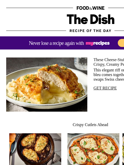 foodandwine newsletter: Cheese-Stuffed Chicken Cutlets