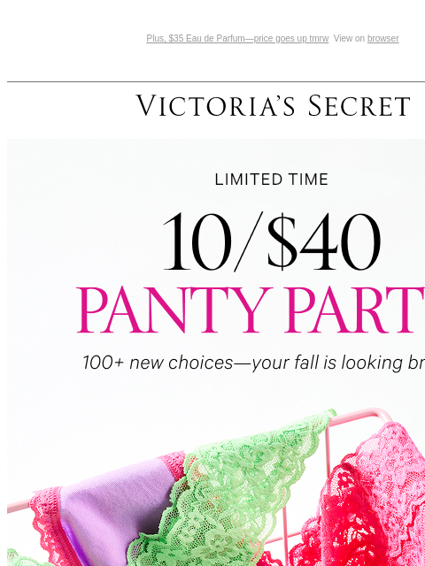 victoriassecret newsletter: 10/$40 Panties—Get Them in a Bunch