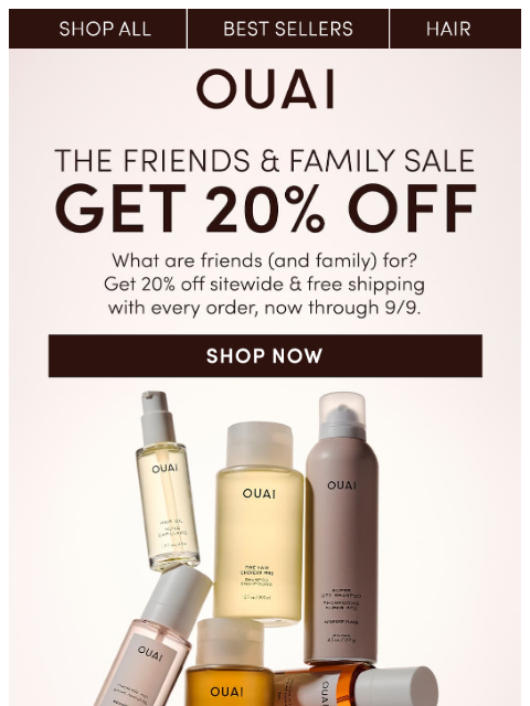 theouai newsletter: 20% off sitewide starts now