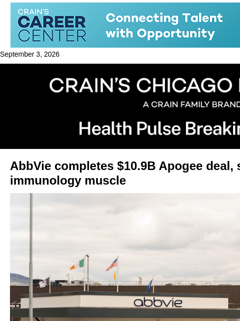crainalerts newsletter: AbbVie completes Apogee deal