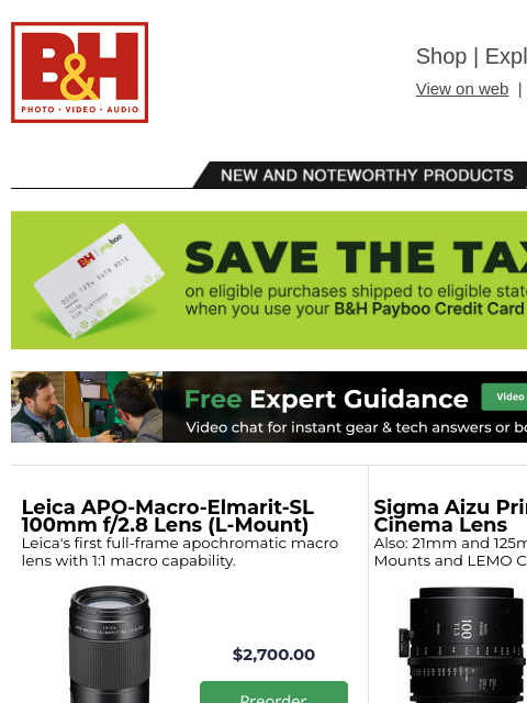 bhphotovideo newsletter: New Gear from Leica, Sigma, Hollyland & More + Int...