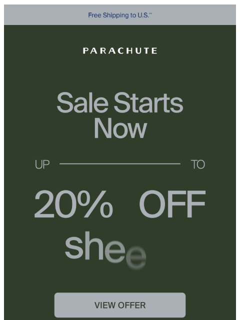 parachutehome newsletter: Sale. Starts. Now.