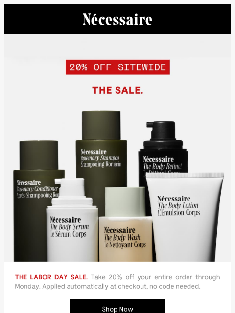 necessaire newsletter: 20% Off Sitewide