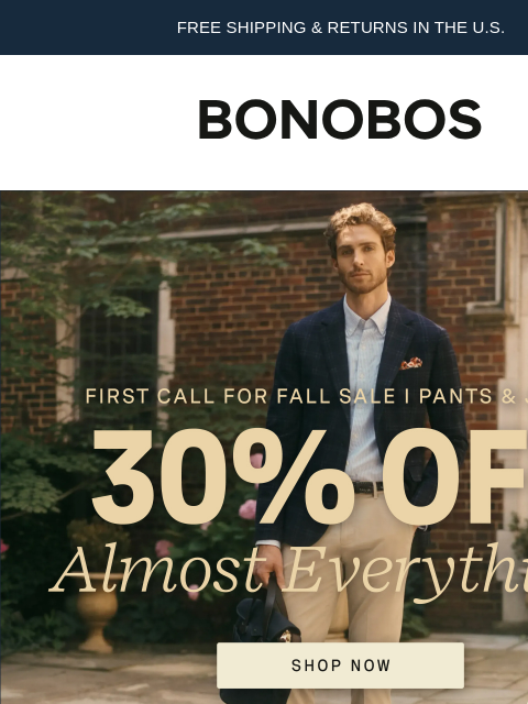 bonobos newsletter: 30% Off Your Next Favorite Pants
