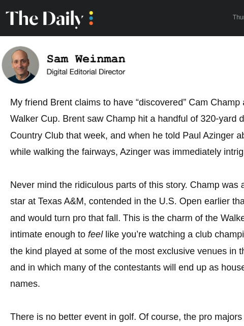 golfdigest newsletter: Is the Walker Cup the best event in golf?
