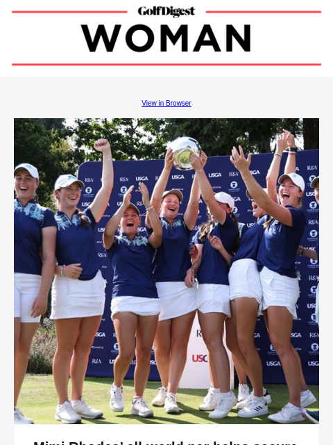 View in Browser Chipping Changes Mimi Rhodes' all-world par helps secure Curtis Cup for GB&I, dashing hopes of hard-charging Americans Catriona Matthew is now 3-0 as a captain, this time with