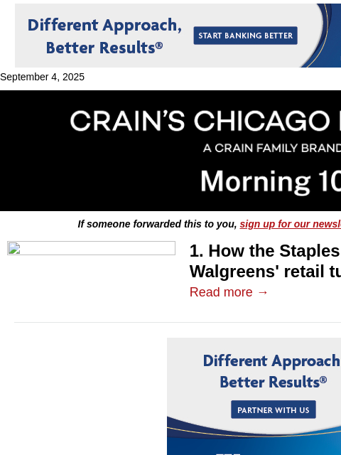 crainalerts newsletter: How Walgreens could adopt the Staples playbook