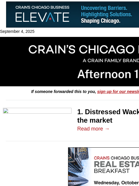 crainalerts newsletter: Distressed Wacker Drive office loan hits the marke...