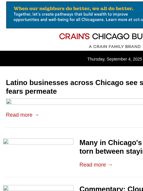 crainalerts newsletter: Latino business slowdown signals wider Chicago hit