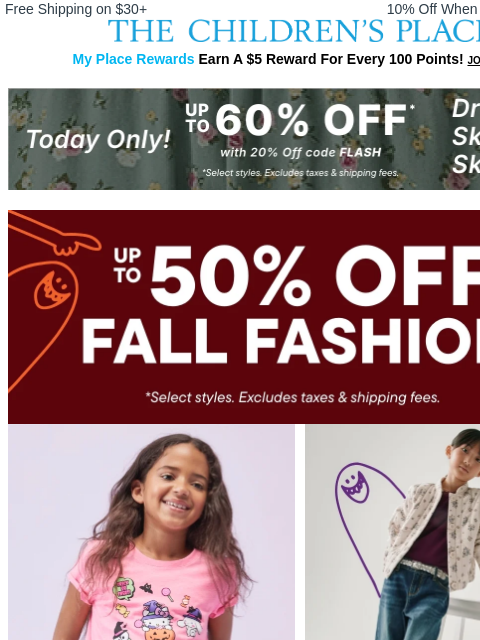 childrensplace newsletter: FINAL HOURS ⏰ Up to 60% OFF Dresses/Skirts/Skorts ...