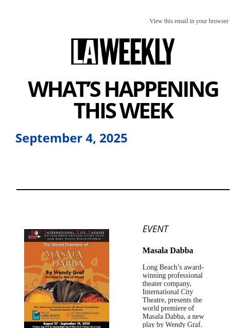 laweekly newsletter: What's Happening in LA This Week + Tasting SoFi St...